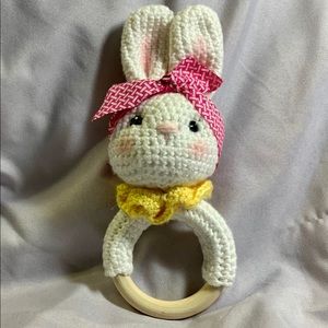 Amigurumi Bunny in a headband Teether and Rattle